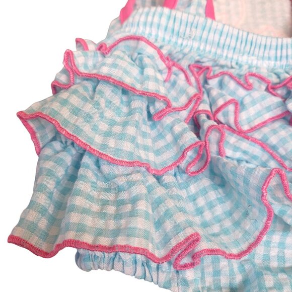 Three Sisters Baby Size 6 Mo Flamingo Bubble Ruffle Butt Bubble Girls Summer - Picture 9 of 14